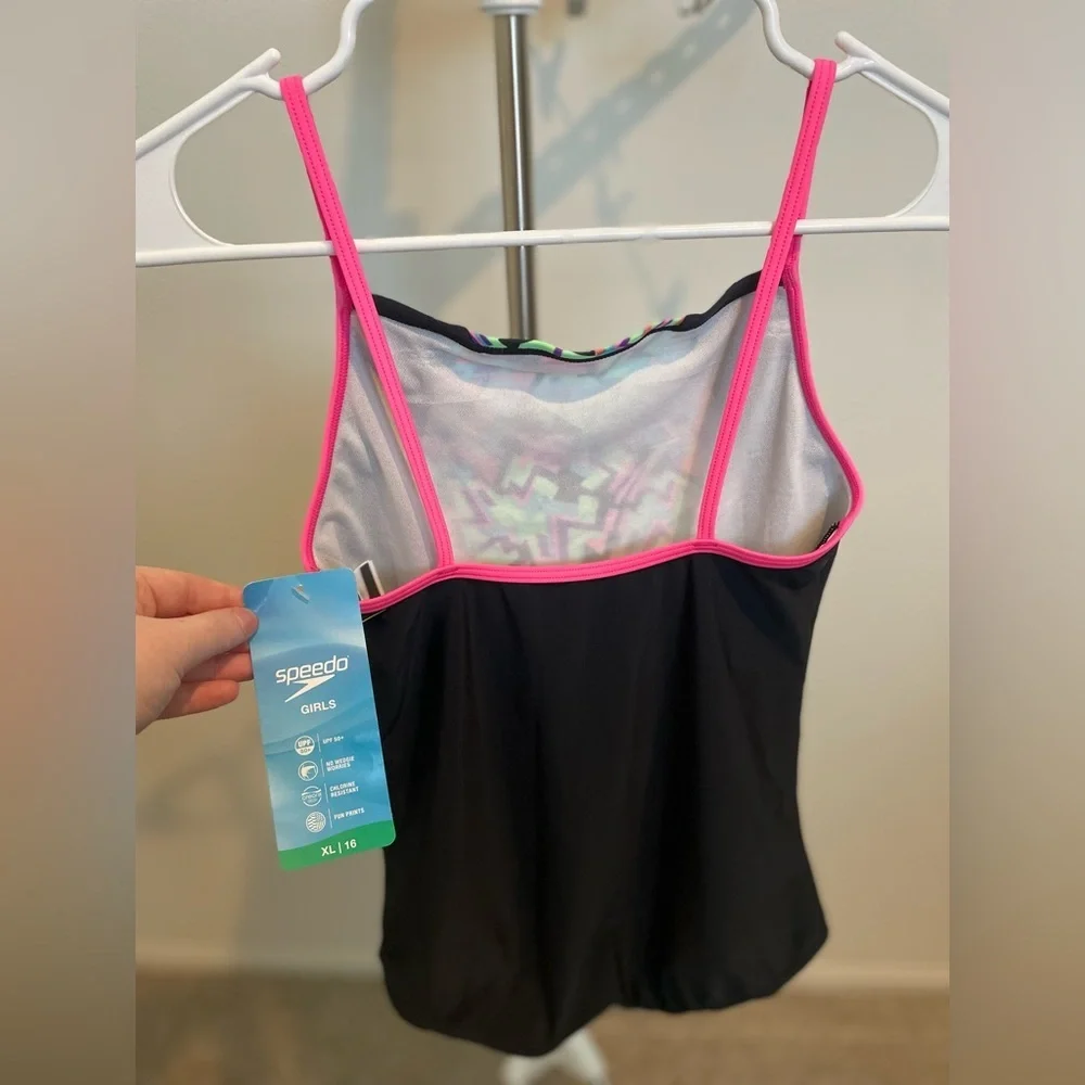 Girls Speedo XL Swimsuit with Pink Trim